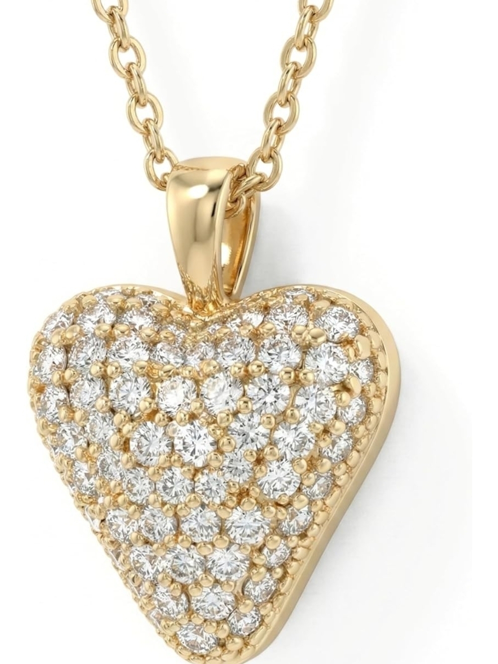 Gold Heart Pavé Pendant Necklace - Sparkling Crystal Heart